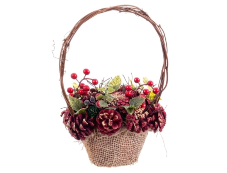 Adorno de Navidad BIGBUY CHRISTMAS Adorno Navideño Multicolor Ratán Rojo (21x21X30cm)
