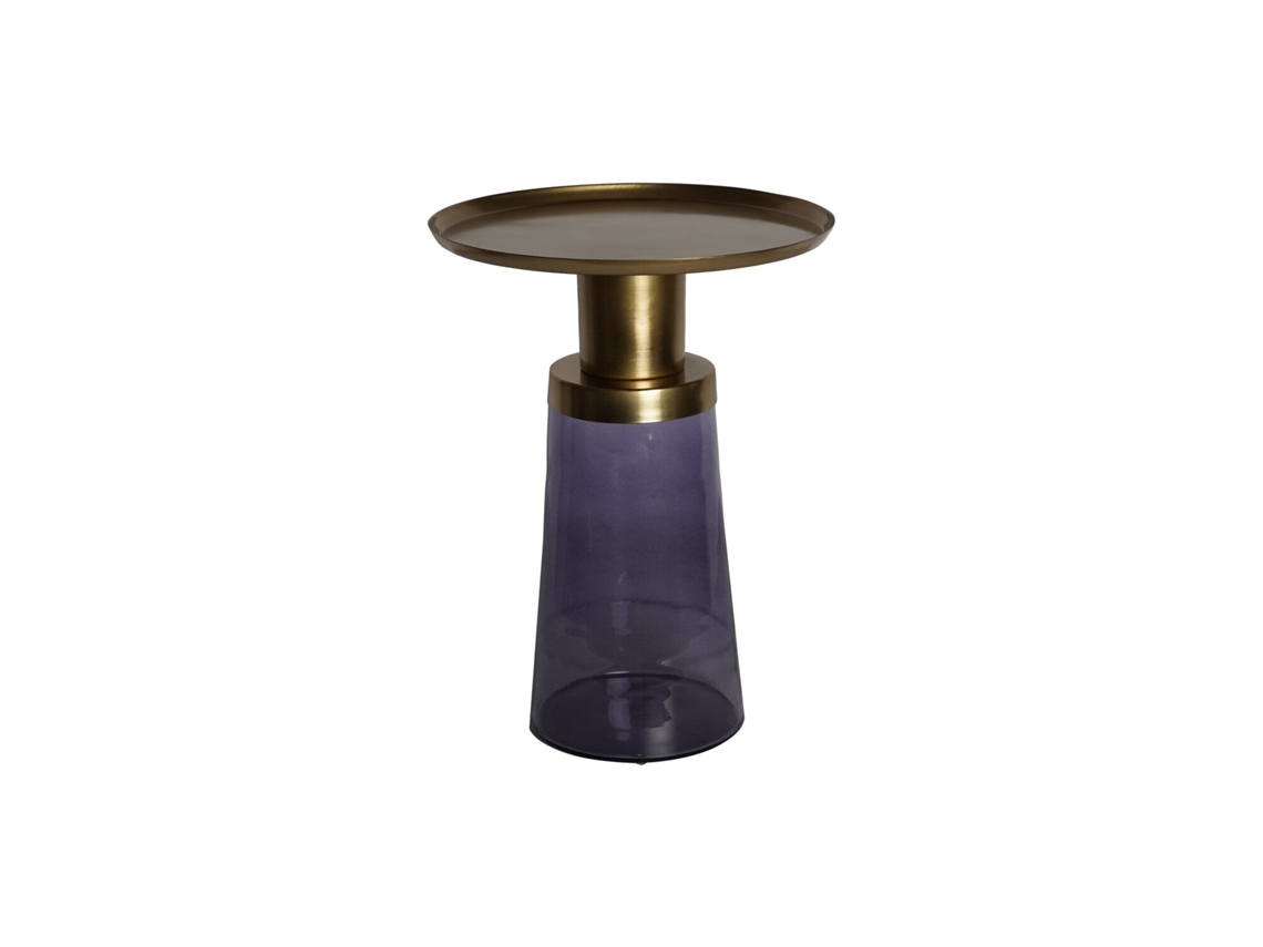 Mesita Auxiliar Cristal Hierro Azul 37x37x50cm