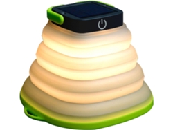 Linterna LED plegable para camping, recargable mediante USB, linterna solar para uso en exteriores, acabado verde.