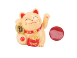 Decoración Solar China Del Gato De La Suerte, Estatua Amarilla Con Brazo Que Se Mueve, Ideal Para El Hogar Y El Coche.