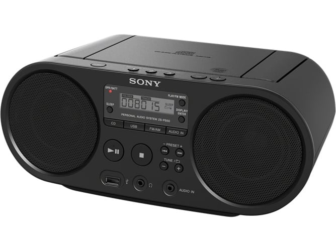 Radio Boombox c/ Lector CD SONY Boombox ZS-PS50 (Negro - Digital - AM/FM - Pilas)
