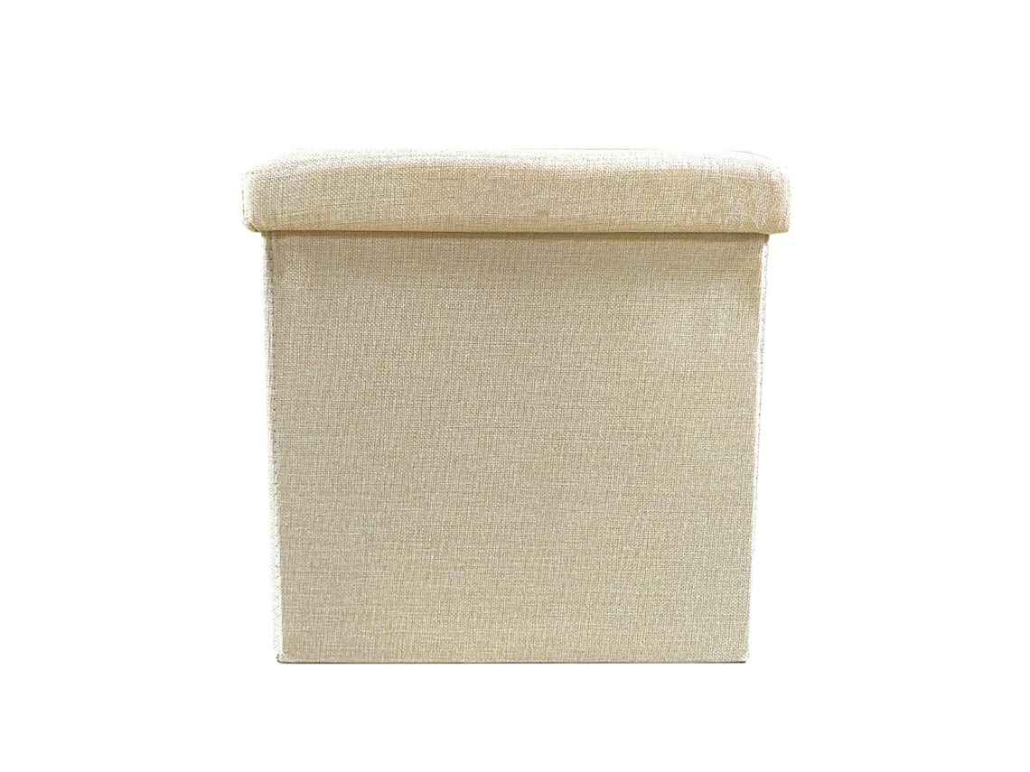 Puff Ottoman de Almacenaje Cuadrado Plegable 38x38x38cm NYANA Home Gran Almacenaje Estilo Otomano Poliester Resistente Beige
