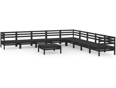 Conjunto 10 de muebles de jardín VIDAXL madera maciza de pino negro