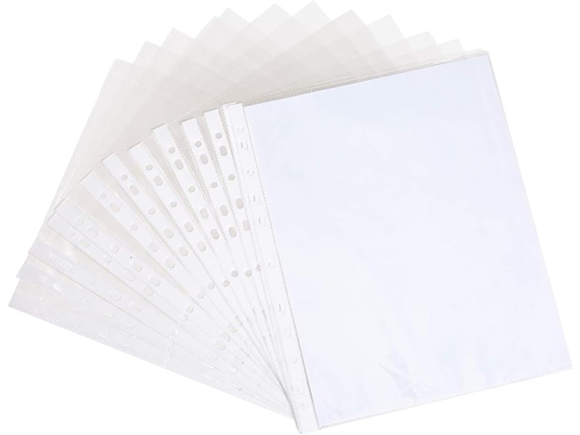 200 Fundas Perforadas Transparentes Para Carpetas Libres De Ácido, Compatibles Con La Mayoría