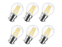 Bombilla Led De Filamento 6w G45 B22 2700k Blanco Cálido 806lm Paquete De 6 clase D