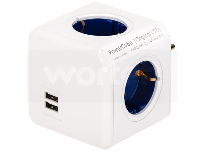 PowerCube ALLOCACOC Original USB azul (Europa - 250V) — 4 Tomas | 2 Entradas USB