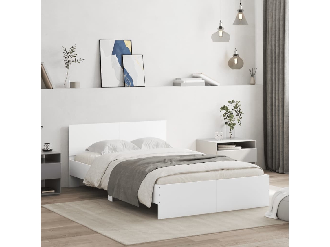 Estructura De Cama Con Cabecero Blanca 120x200 Cm