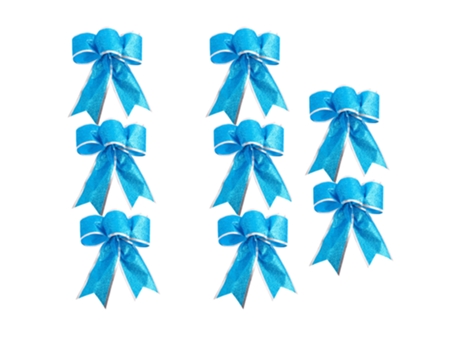 8 lazos de corona de Navidad con purpurina, adornos para árboles de Navidad, lazos para decoración de fiesta de Navidad, azul cielo