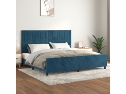 Estructura Cama Sin Colchón Terciopelo Azul Oscuro 200x200 Cm