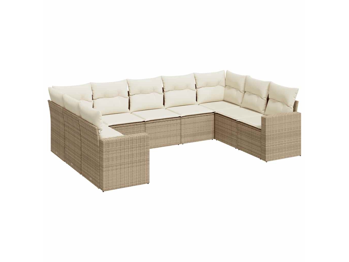 Conjunto 9 de sofás de jardín VIDAXL con cojines ratán sintético beige