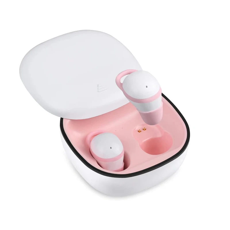 Auriculares Bluetooth inalámbricos verdaderos (rosa y blanco), intrauditivos, estéreo ultracompactos (rosa y blanco), estéreo.