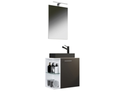 Lavabo de tocador Hausa de 3 piezas con espejo negro Vcm