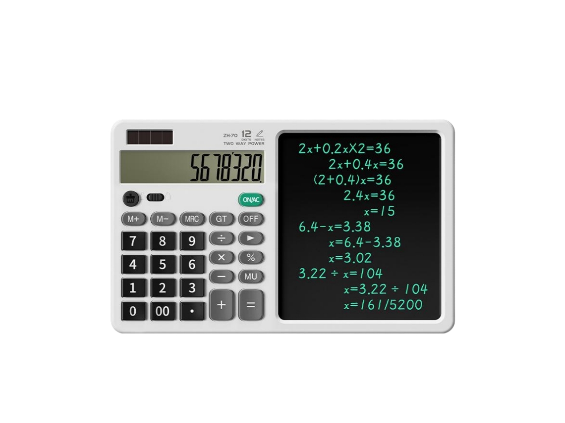 Calculadora de escritorio con pantalla extragrande, ideal para finanzas, contabilidad, redacción y toma de notas. Modelo blanco de gama alta. Sfushos
