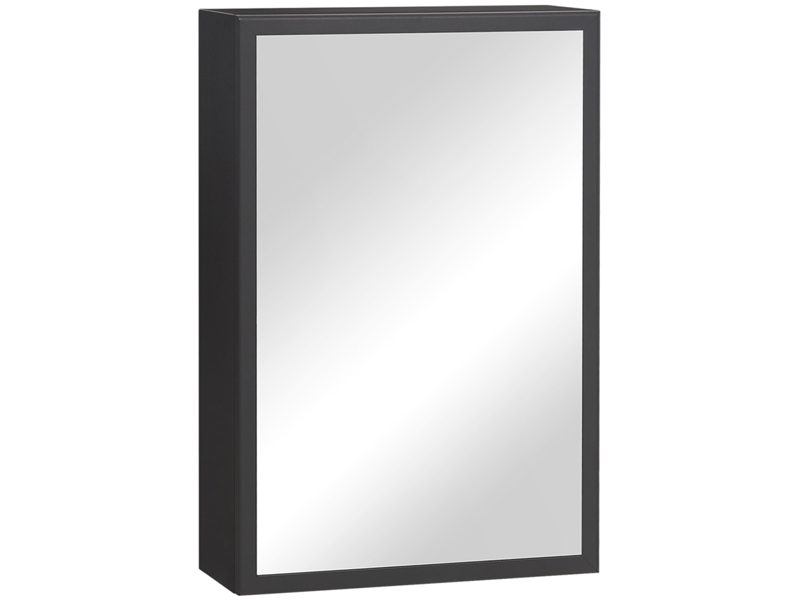Armario de pared moderno con espejo ZIWEI STORE (3 estantes, optimiza el espacio) Negro, 40x15x60 cm