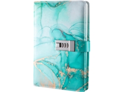 Cuaderno diario Eifson A5 de piel sintética color turquesa con contraseña