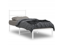 Estructura Cama Sin Colchón Con Cabecero Metal Blanco 80x200 Cm