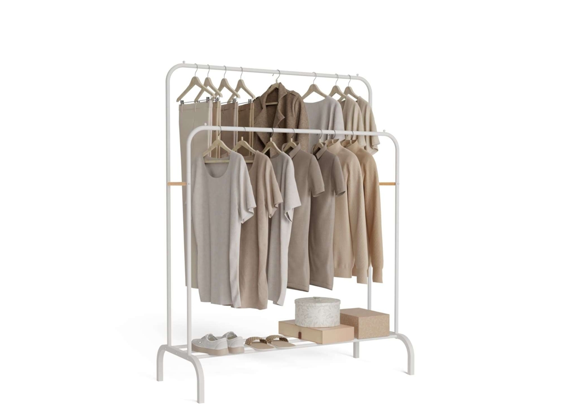 Perchero Burro Blanco Newlux Hangy Duo 30 Hasta 30kg Con Zapatero, Resistente, Doble Altura