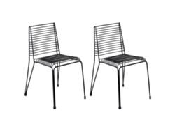 Sillas de exterior apilables de metal Beliani Chieve, acero negro, 49 x 57 x 80 cm