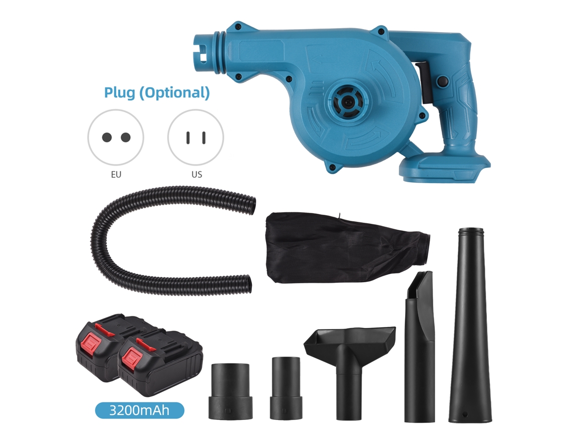 Soplador de hojas inalámbrico con 2 baterías, soplador y aspirador eléctrico inalámbrico 2 en 1 de 21 V, soplador pequeño de mano a batería de 63 mph