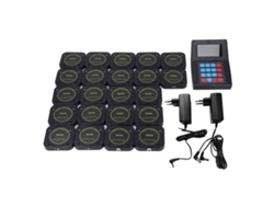 Sistema de buscapersonas para restaurante, 1 transmisor, 20 receptores, inalámbrico, enchufe UE, 100 V-240 V, luz dorada