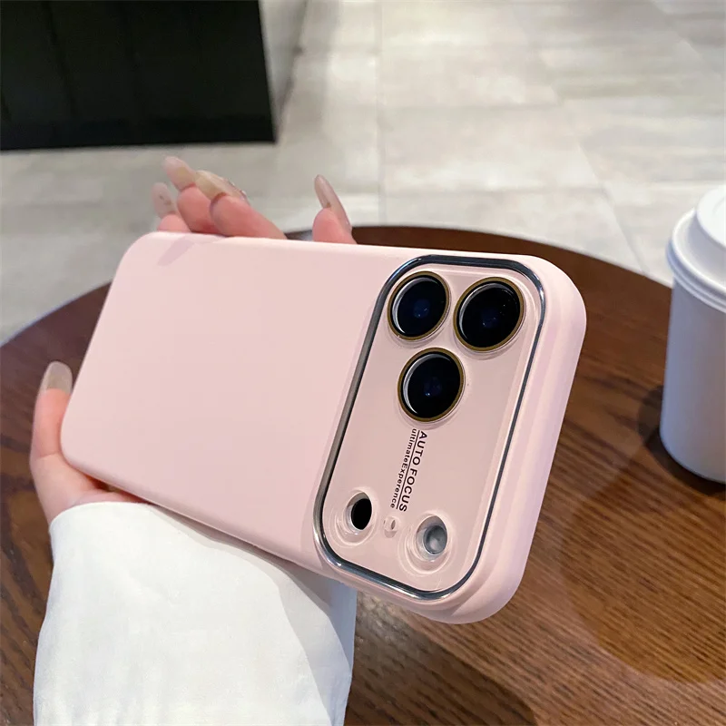 (iphone 14 Plus, Rosa) Funda De Silicona Líquida De Lujo Para Teléfono, Compatible Con Iphone, Protección Completa.