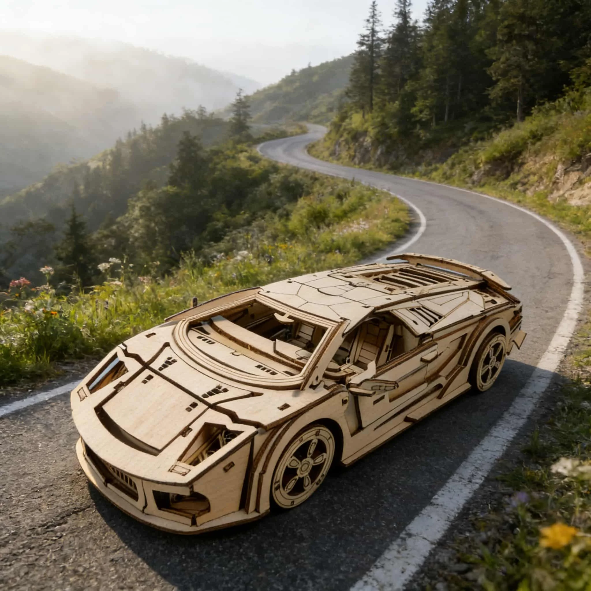 Kit De Modelo De Rompecabezas De Coche Deportivo De Madera 3d - Regalo Creativo Para Armar
