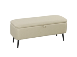 Banco De Almacenamiento Con Tapa Abatible Y Patas De Acero, 101x38,5x44,5 Cm, Color Beige.