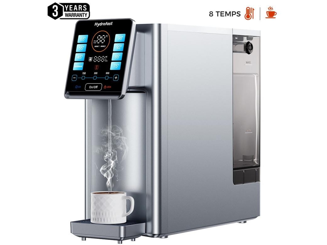 Purificador de agua de encimera Hydrofast W100, agua caliente y natural, 8 temperaturas, 6 niveles de ósmosis inversa, 15 niveles de volumen de agua, ideal para cocina y oficina.