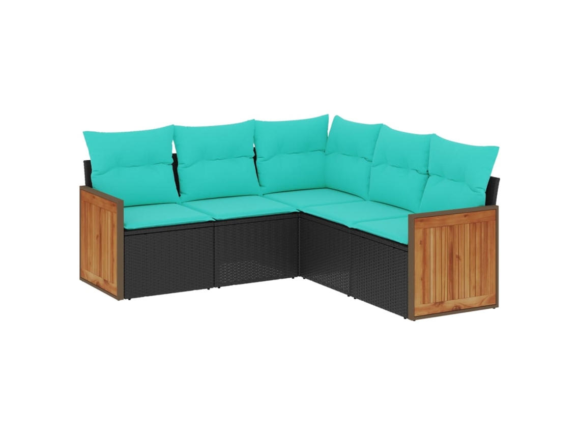Maison Exclusive - Conjunto De Sofá De Jardín De 5 Piezas Con Cojines, De Poliratán Negro