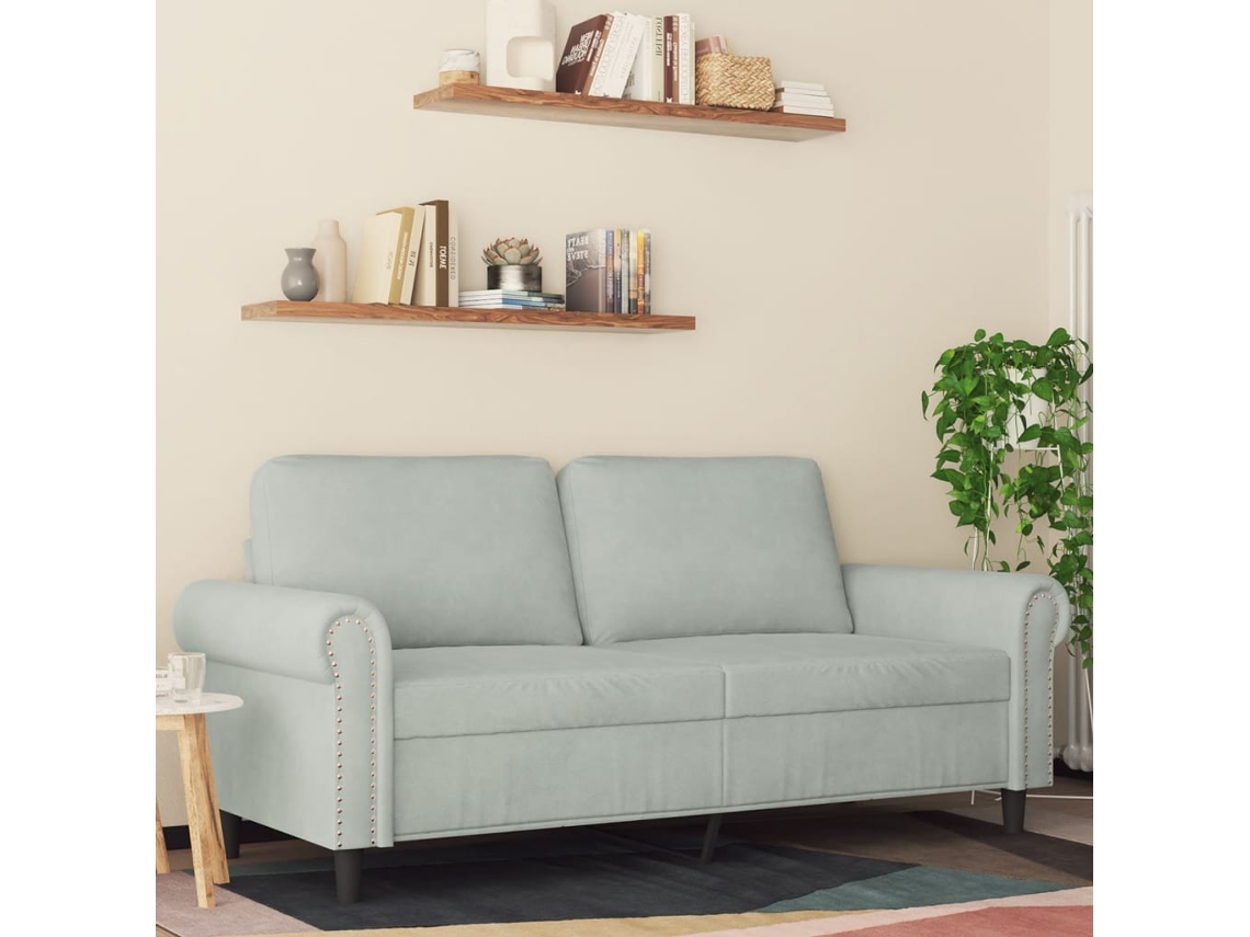 Sofá De 2 Plazas De Terciopelo Gris Claro 140 Cm