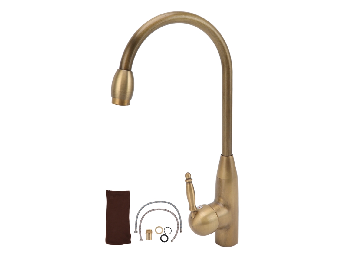 Grifo de baño de latón antiguo con manija única ajustable