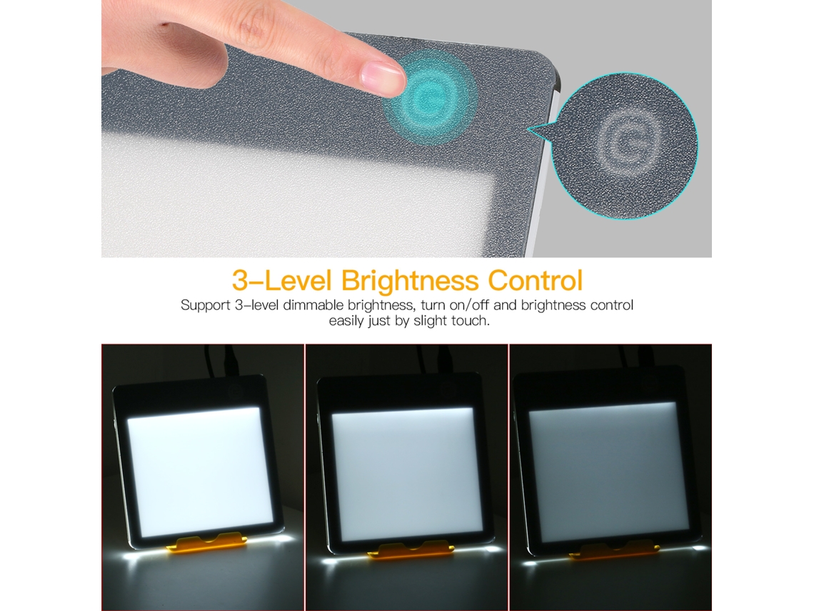 Lámpara De Fototerapia Sin Rayos Uv De 10000 Lux Con 3 Niveles De Brillo Ajustables Y Soporte Portátil.