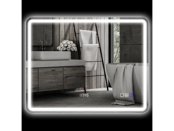 Espejo de baño con iluminación de 70x90 cm, espejo de pared LED con Bluetooth, función de música, reloj e interruptor táctil.