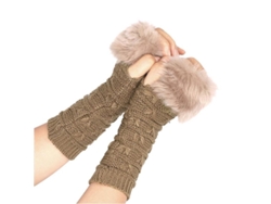 2026-guantes Sin Dedos De Pelo Falso Fluffy Para Mujer Calientitos Tejidos Mitones Calefactores Para Brazo Mano Muñeca