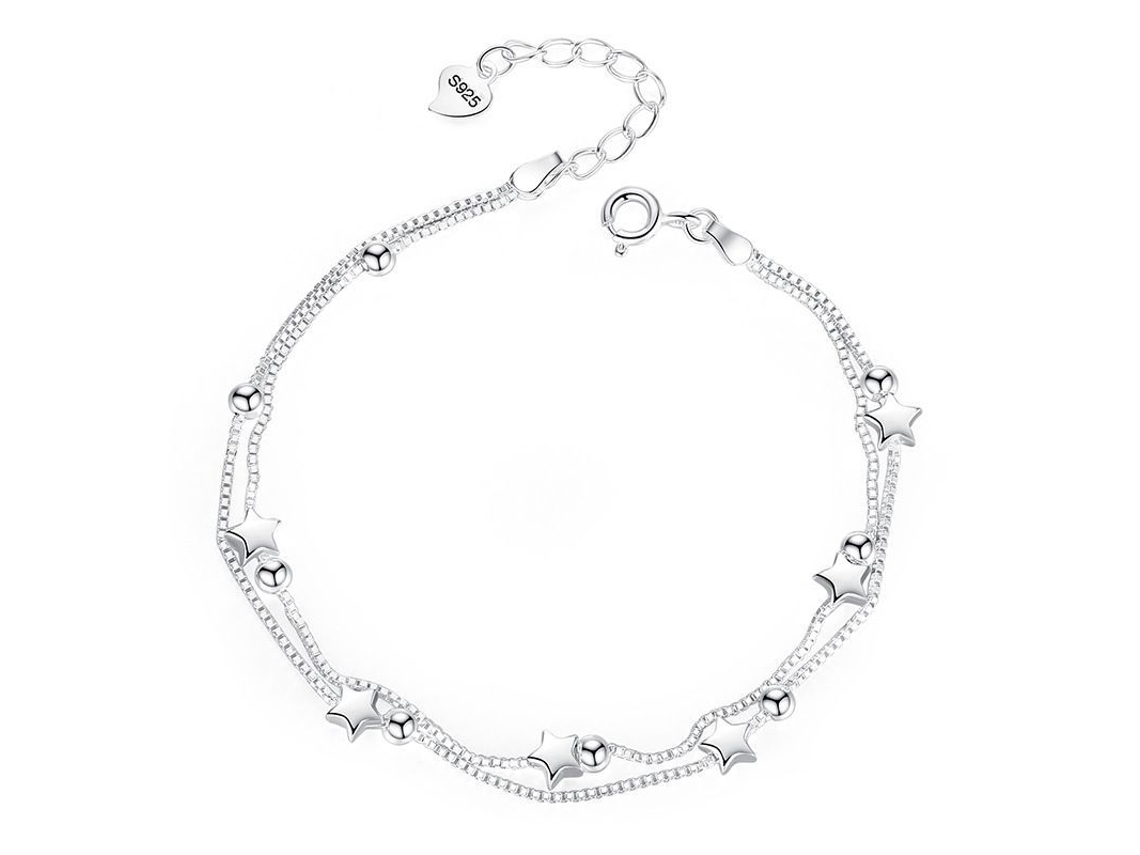 Pulsera De Estrella Para Mujeres, Niñas Y Adolescentes En Plata De Ley 925, Dije Clásico, Elegante, Ajustable.