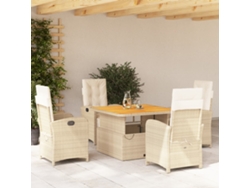 Juego de comedor de jardín de 5 piezas con cojines de mimbre beige de DKD Home Decor