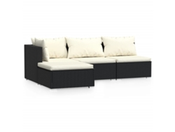 vidaXL Set de muebles de jardín 4 pzas y cojines ratán sintético negro