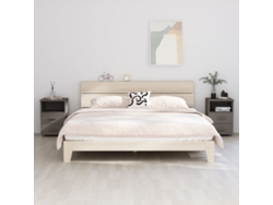 Mesas Cabeceira LOVELY HOME Mesinha Hamar 2 Pcs 40X35X62Cm Pinho Maciço Cinza-Claro
