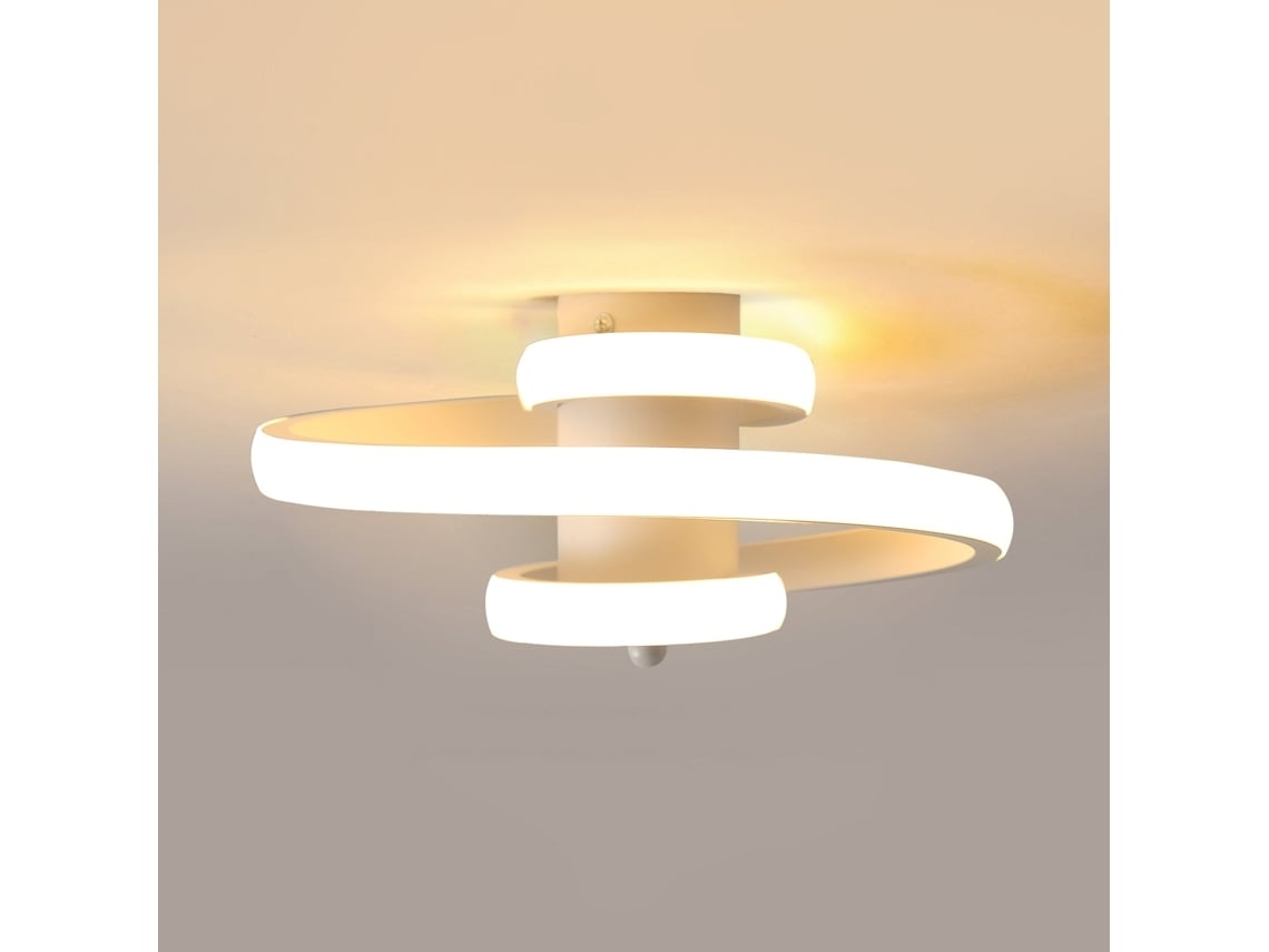 Lámpara De Techo Led Inteligente Moderna, 24w, Diseño En Espiral, Blanca, Decoración Para Videojuegos