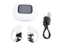 Fones De Ouvido Open Earbuds Sem Fio Clip On Cancelamento De Ruído 5.4 Controle Táctil Tela Digital Branco