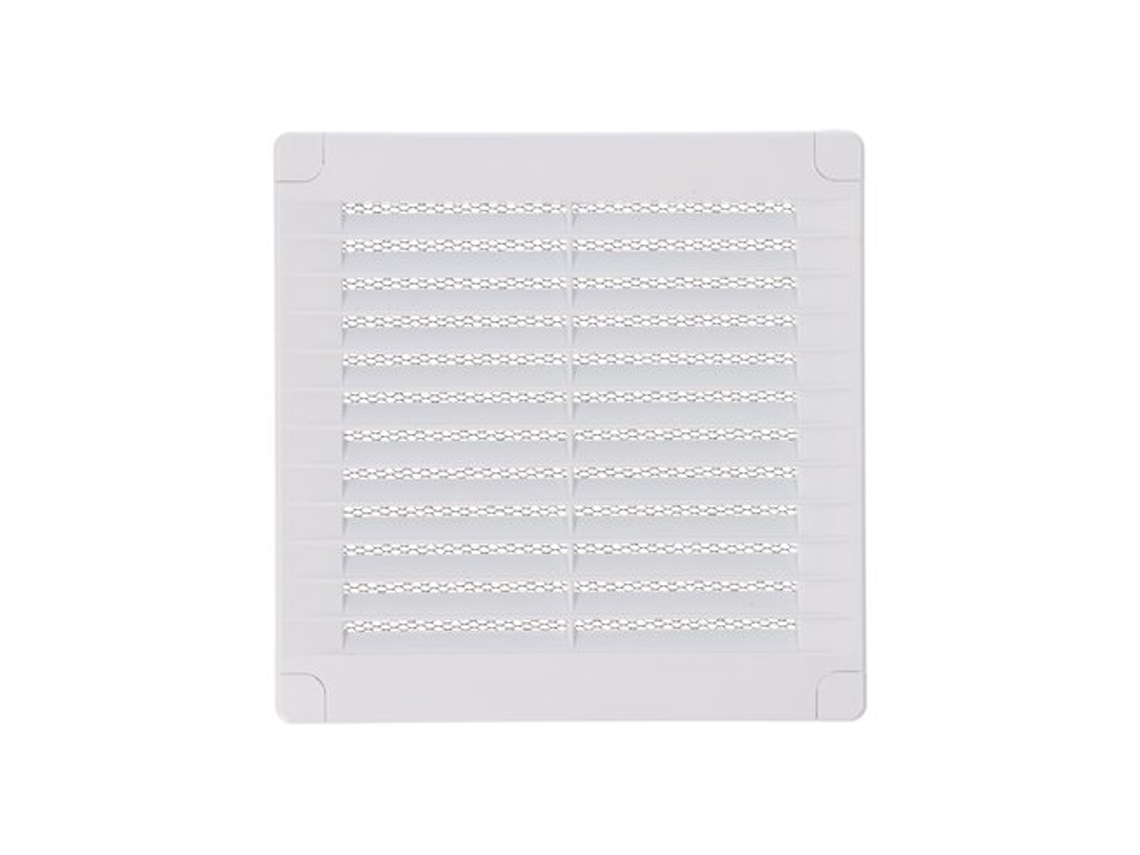 Rejilla De Ventilación Cuadrada Con Tapones Y Mosquitera Fabricada En Abs De Color Blanco 15x15x0,7cm Edm