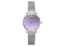 Reloj De Pulsera De Aleación Para Mujer Con Esfera Redonda Y Movimiento De Cuarzo (morado)