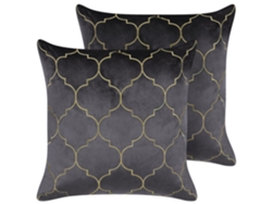 Juego de cojines decorativos BELIANI Alyssum de Terciopelo Gris 45x45x12