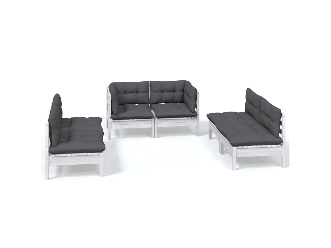 Juego de 6 sillones de jardín con cojines de pino macizo MAISON EXCLUSIVE