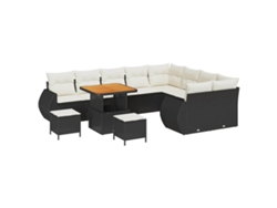 Maison Exclusive - Conjunto De Sofá De Jardín Con Cojín 12 Pcs Negro Y Crema