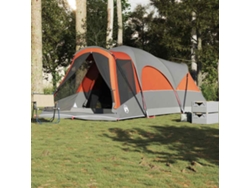 Tienda de campaña tipo túnel familiar para 8 personas, impermeable, gris/naranja.