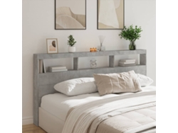 Cabecero De Cama Con Luz Led Gris Hormigón 200x17x102 Cm