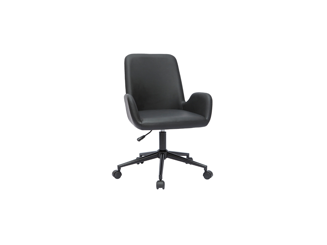 Silla de Escritorio de Poliuretano Negro Y Metal Negro Alban MILIBOO