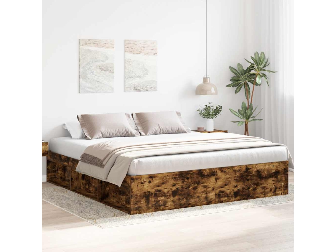 Estructura De Cama Roble Ahumado 180x200 Cm