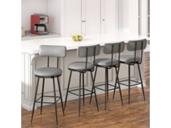 Pack De 4 Taburetes De Bar Simurq Taburete Alto Cocina Cuero Pu 65cm Estilo Industrial Gris Oscuro Para Isla Cocina